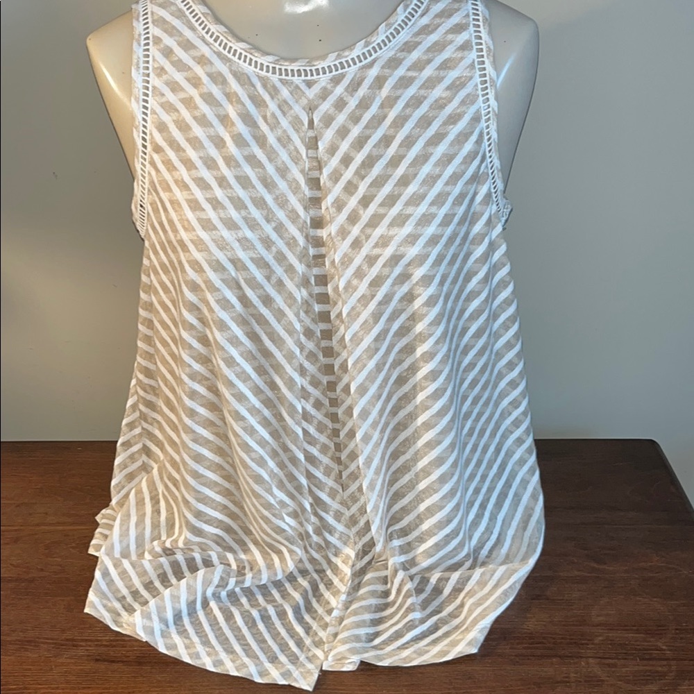 Light Tan and White Chevron Tank Top Relaxed Sleeveless